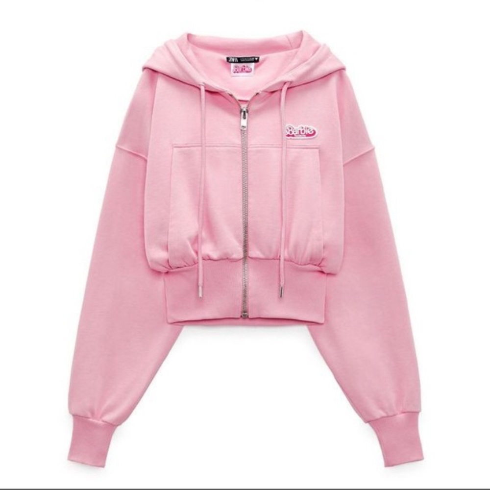 Zara x Barbie pink zip up hoodie size M